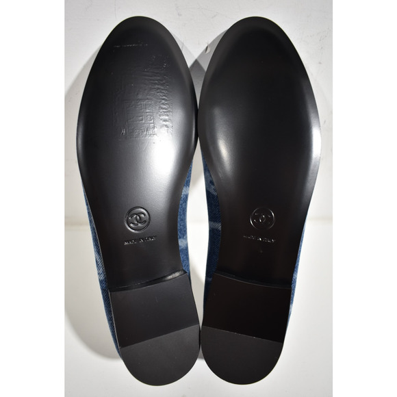 Chanel 23B Printed Denim Blue White CC Logo Bow Tie Ballet Ballerina Flat 36 - Picture 12 of 12
